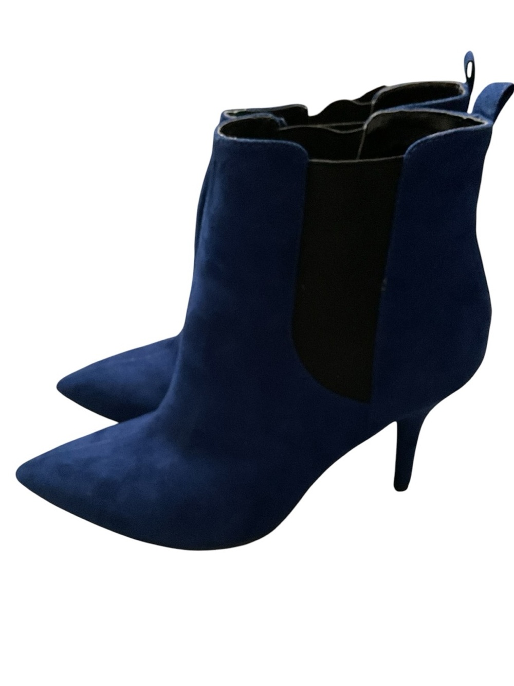 GUESS Navy Blue Suede Pointed Toe Ankle Booties